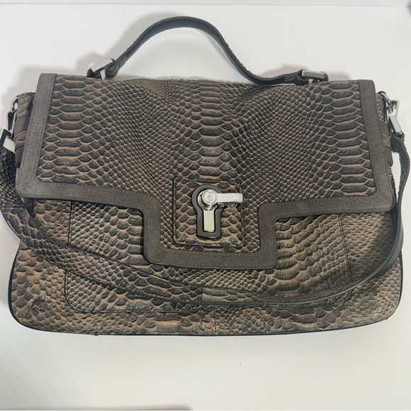 Juicy Couture 100% Goat Sheep Cow Suede Leather Snake Embossed Handbag **STAIN** - Picture 3 of 11